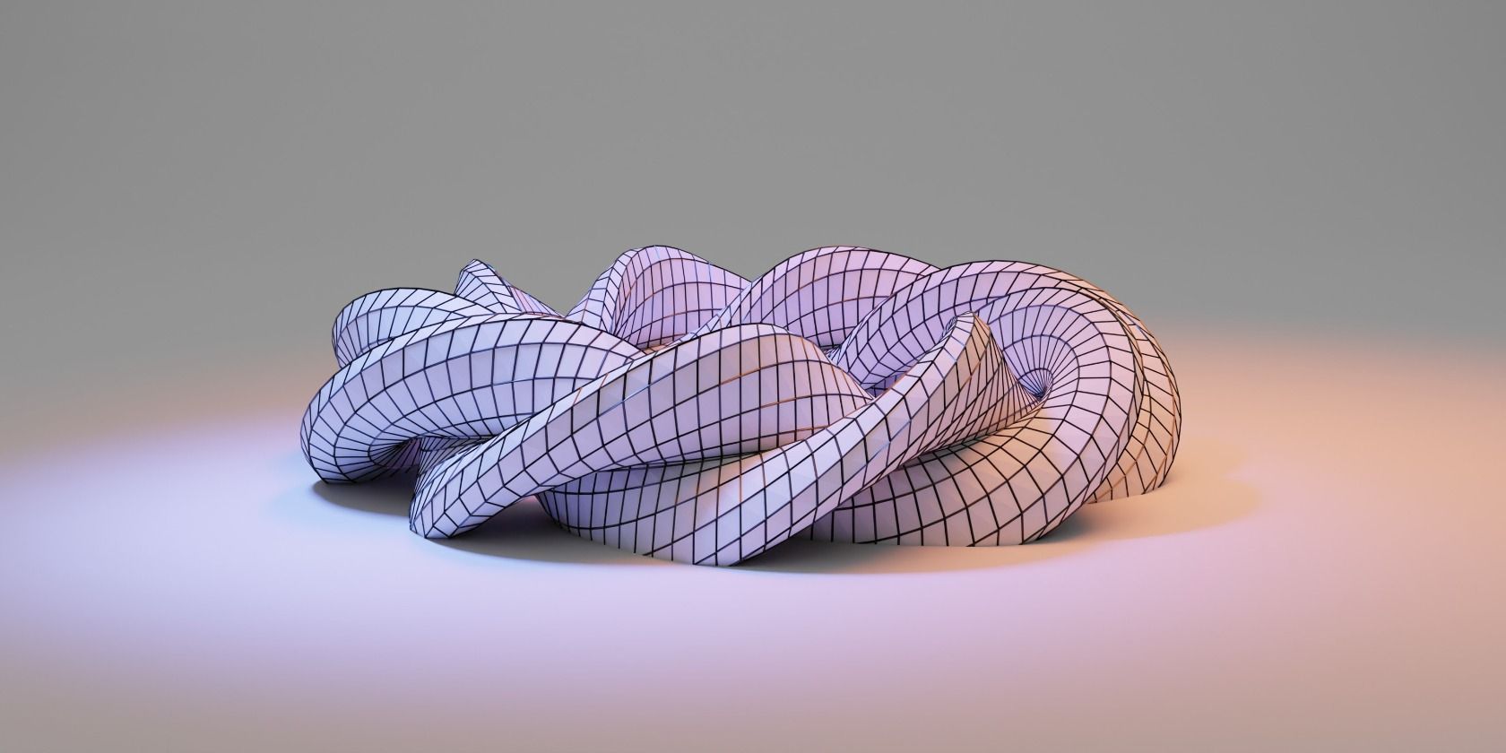 A pink and grey twisted torus 3D illustrations 