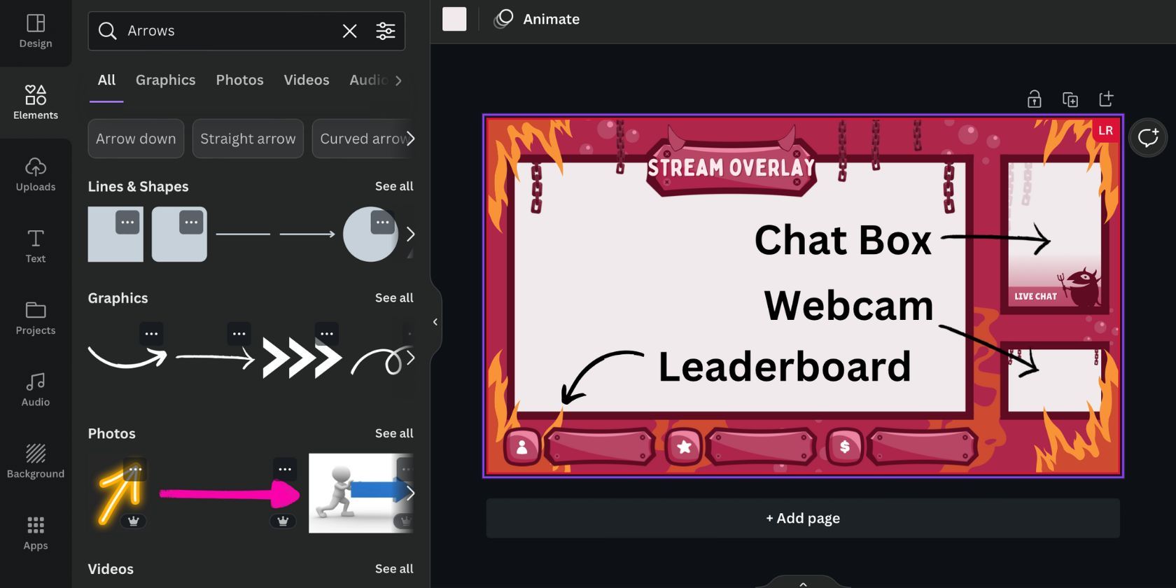 Twitch Stream Overlay on Canva with Chat Box Webcam Window and Leaderboard