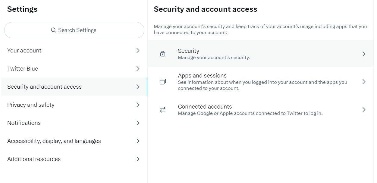 accessing account security on social media twitter