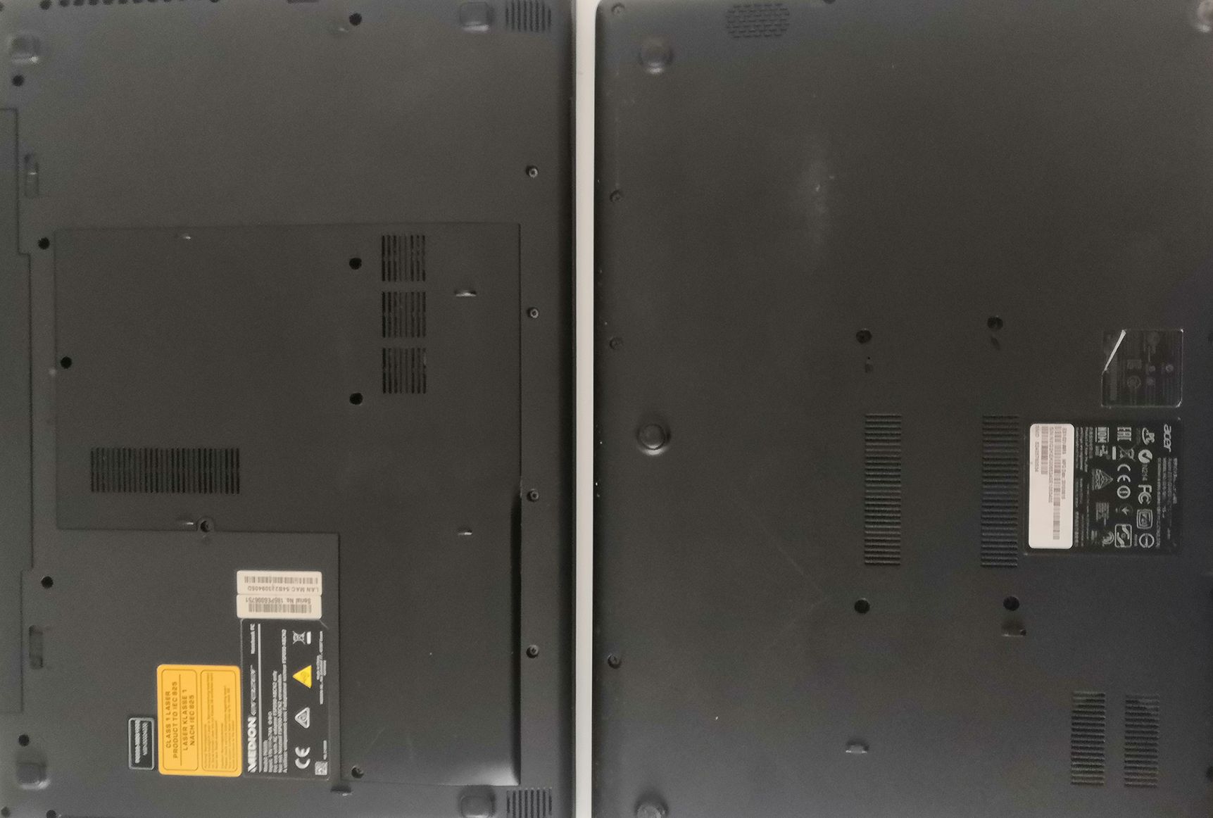 Two laptops with and without access panels