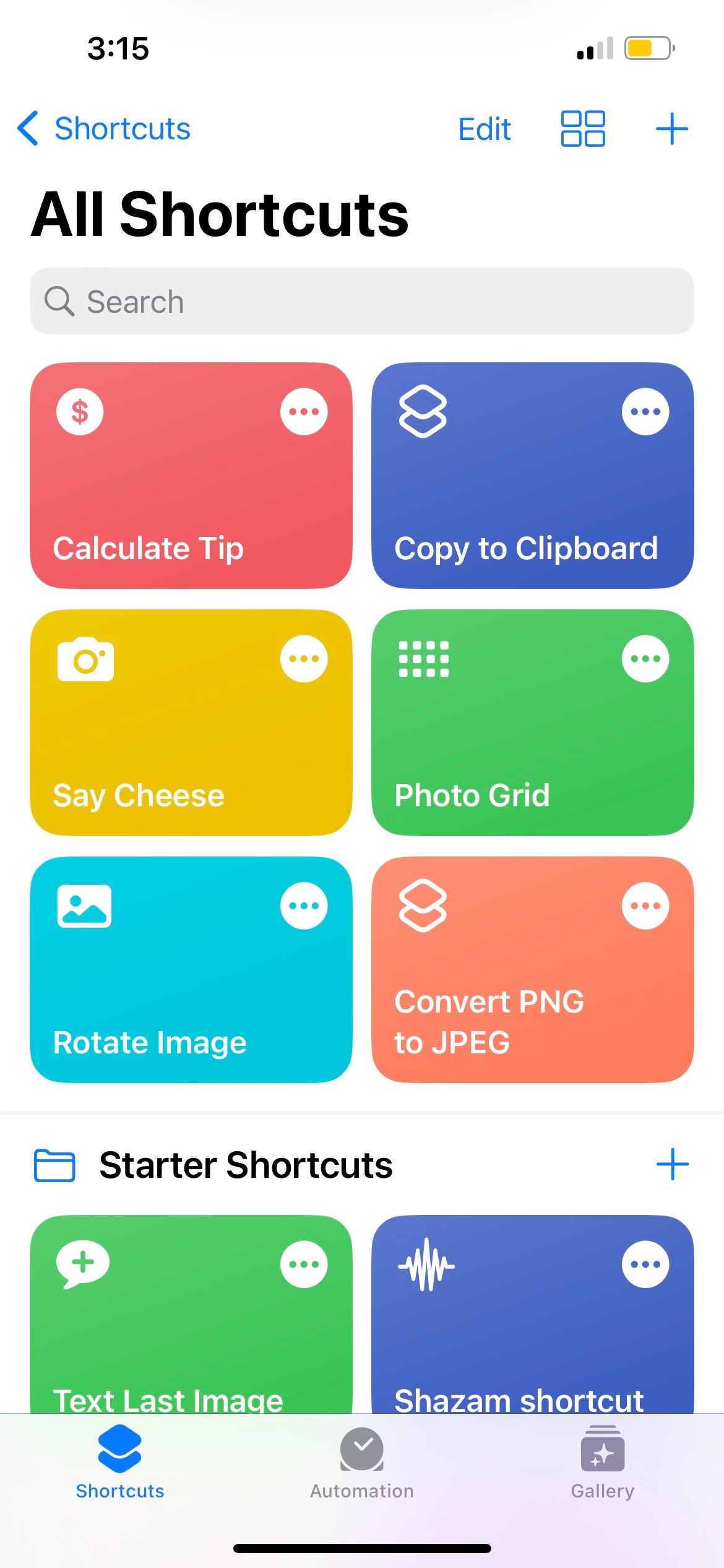 tab pintasan di aplikasi pintasan iphone 