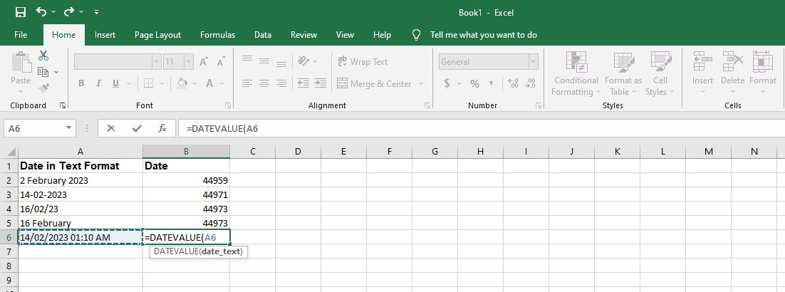 Applying DATEVALUE function to Selected Column in Excel
