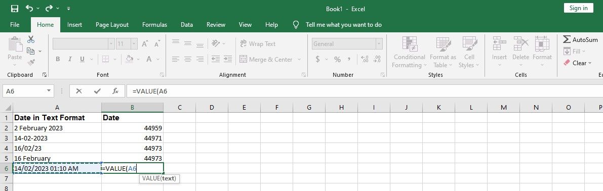 Applying VALUE Function to Selected Column in Excel