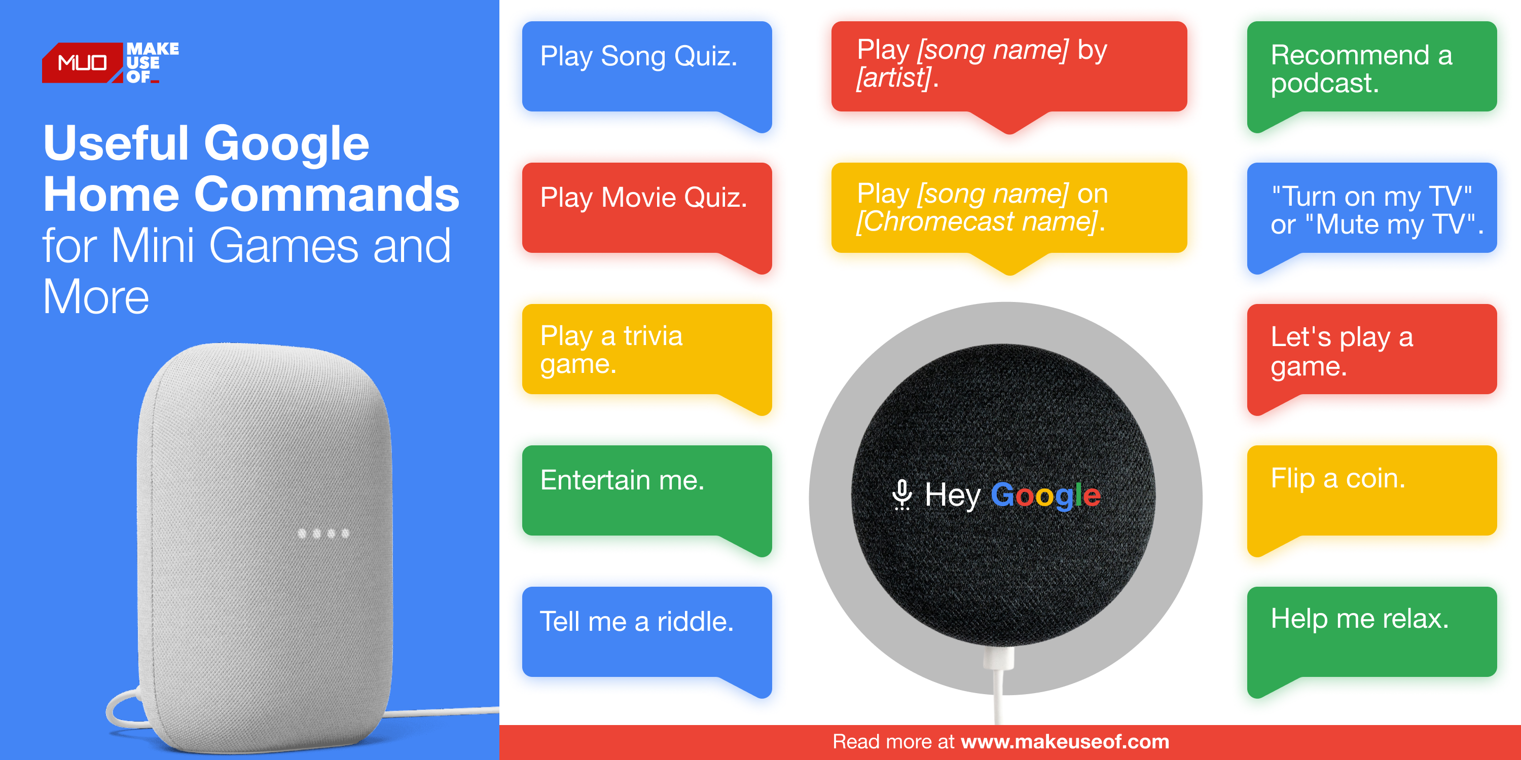 Infographics on Useful Google Home Commands for Mini Games and More