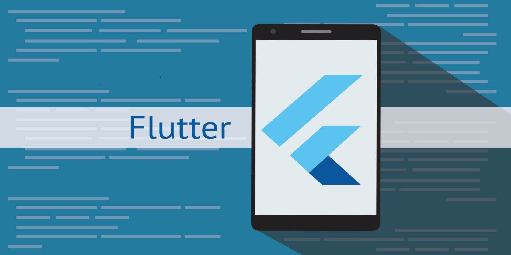 Graphic of Phone displaying Flutter Logo