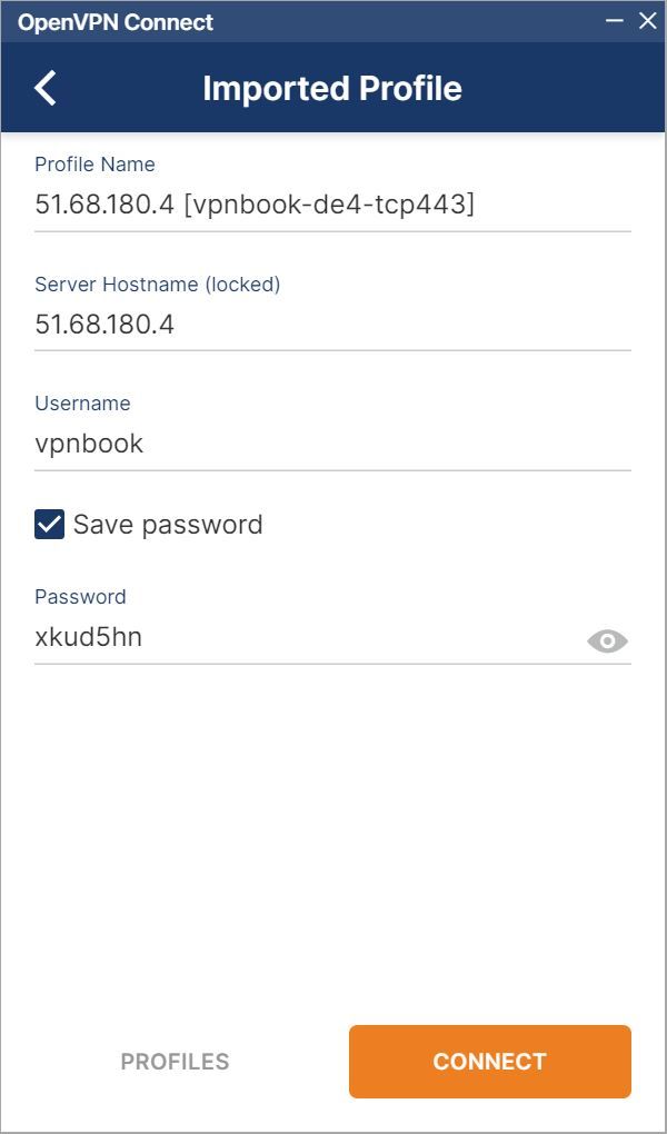 تصویری که اتصال VPNBook با OpenVPN را نشان می دهد