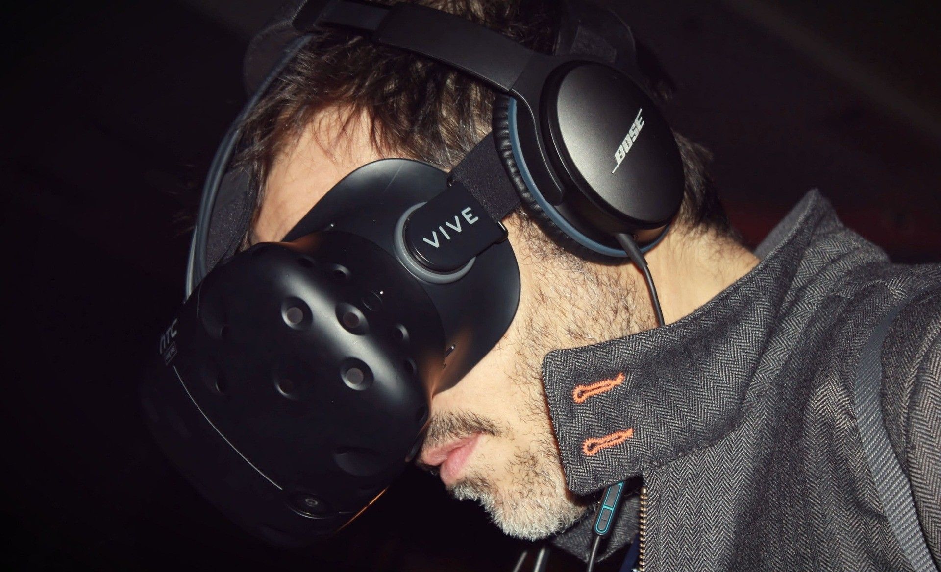 Man wearing a Vive headset