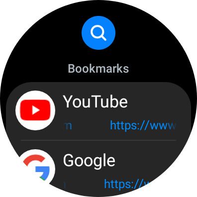 Samsung internet bookmarks on watch
