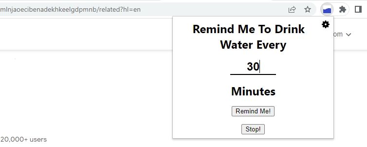 Water Reminder Chrome Extension Settings