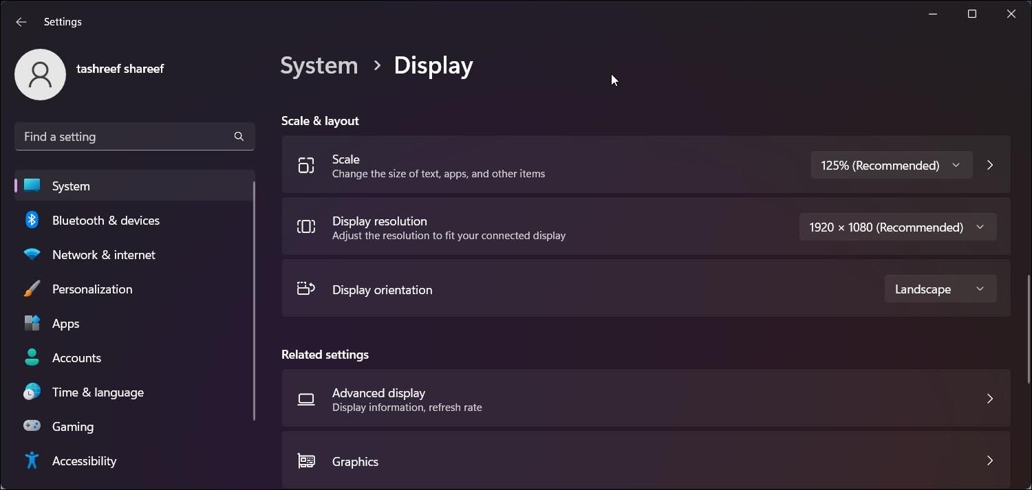 windows 11 display settings scale and layout