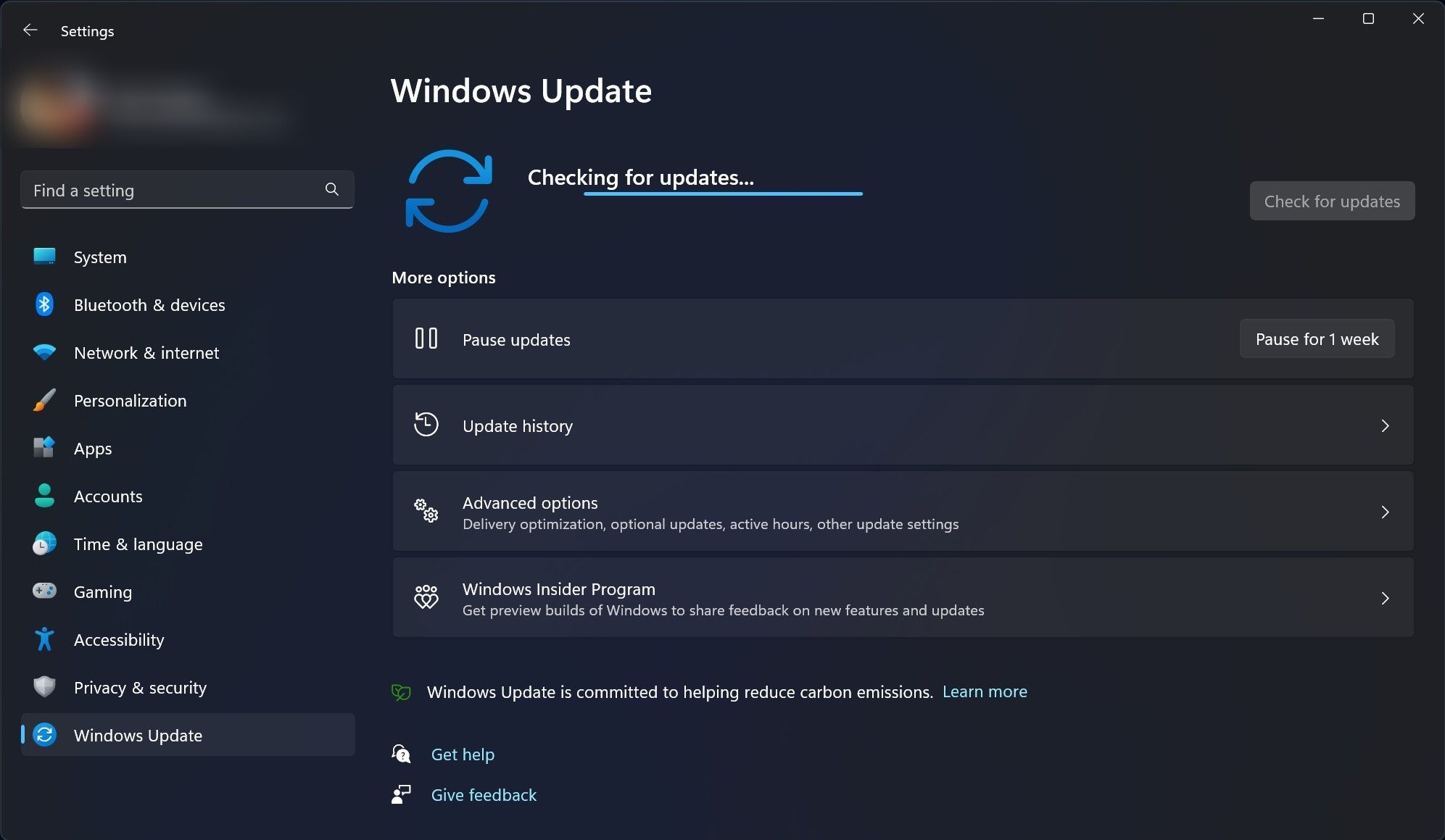 Configuración de actualización de Windows 11