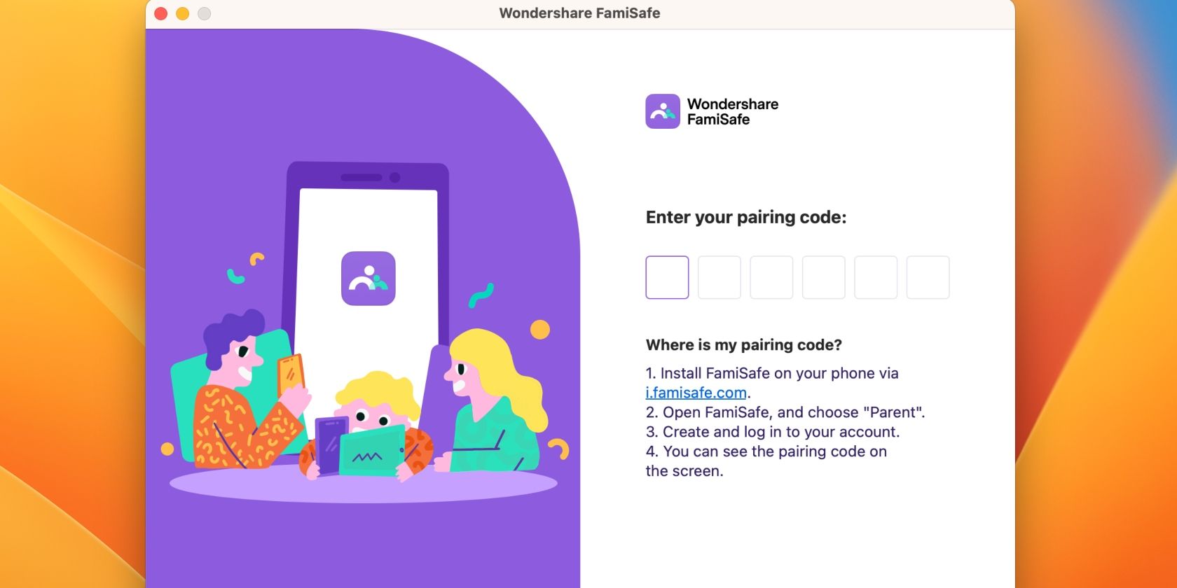 Wondershare FamiSafe application installation page