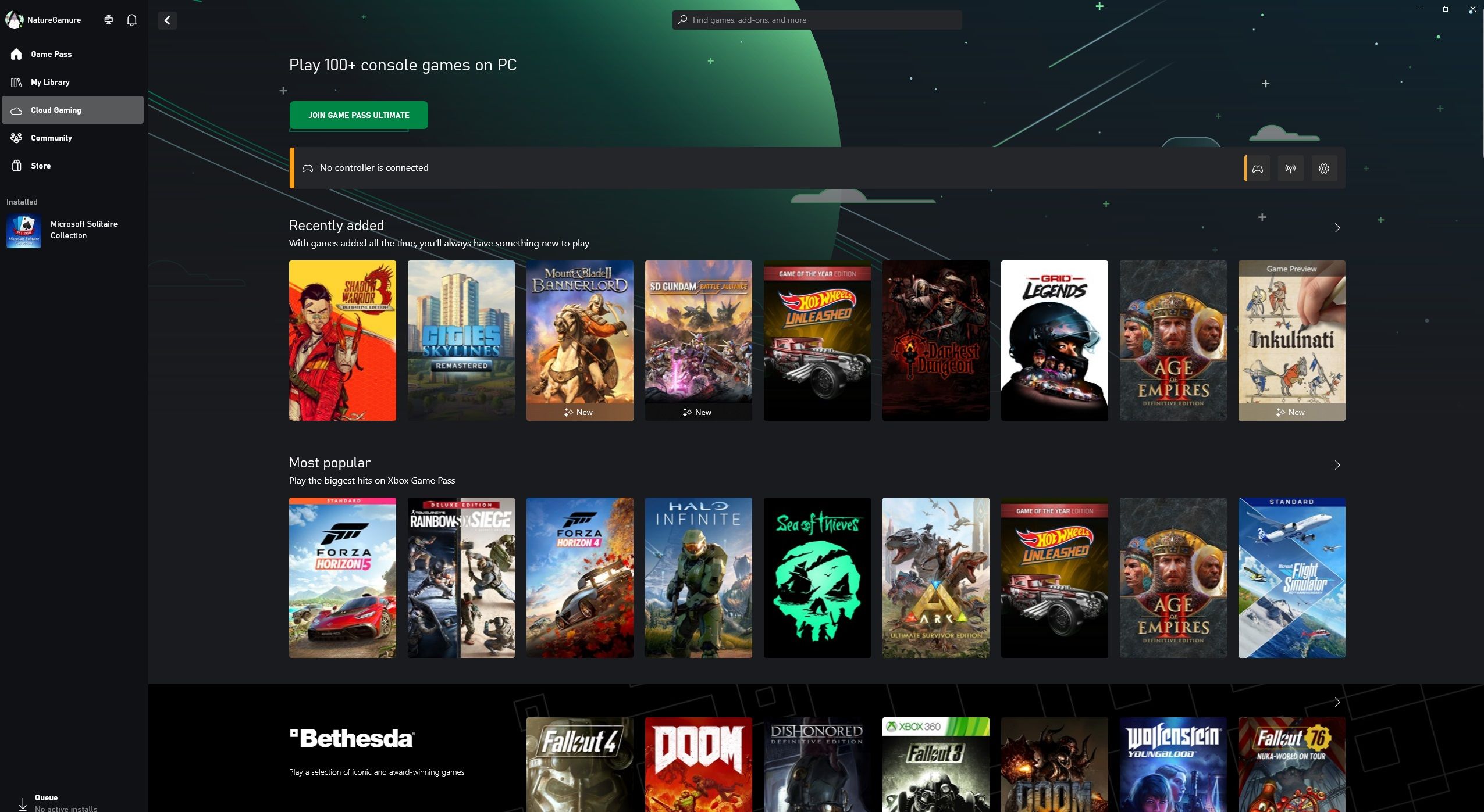 Xbox Game Pass Ultimate Press Juegos en la nube para PC