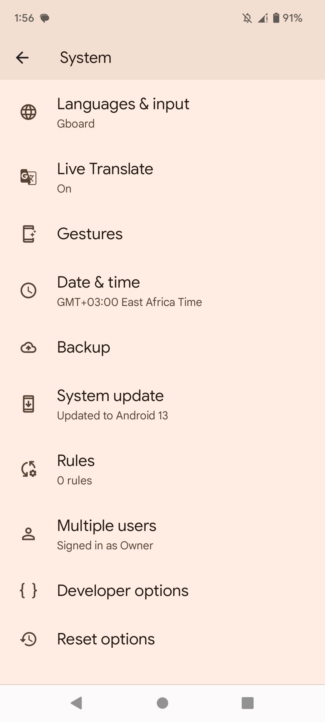Developer options in Android Settings app