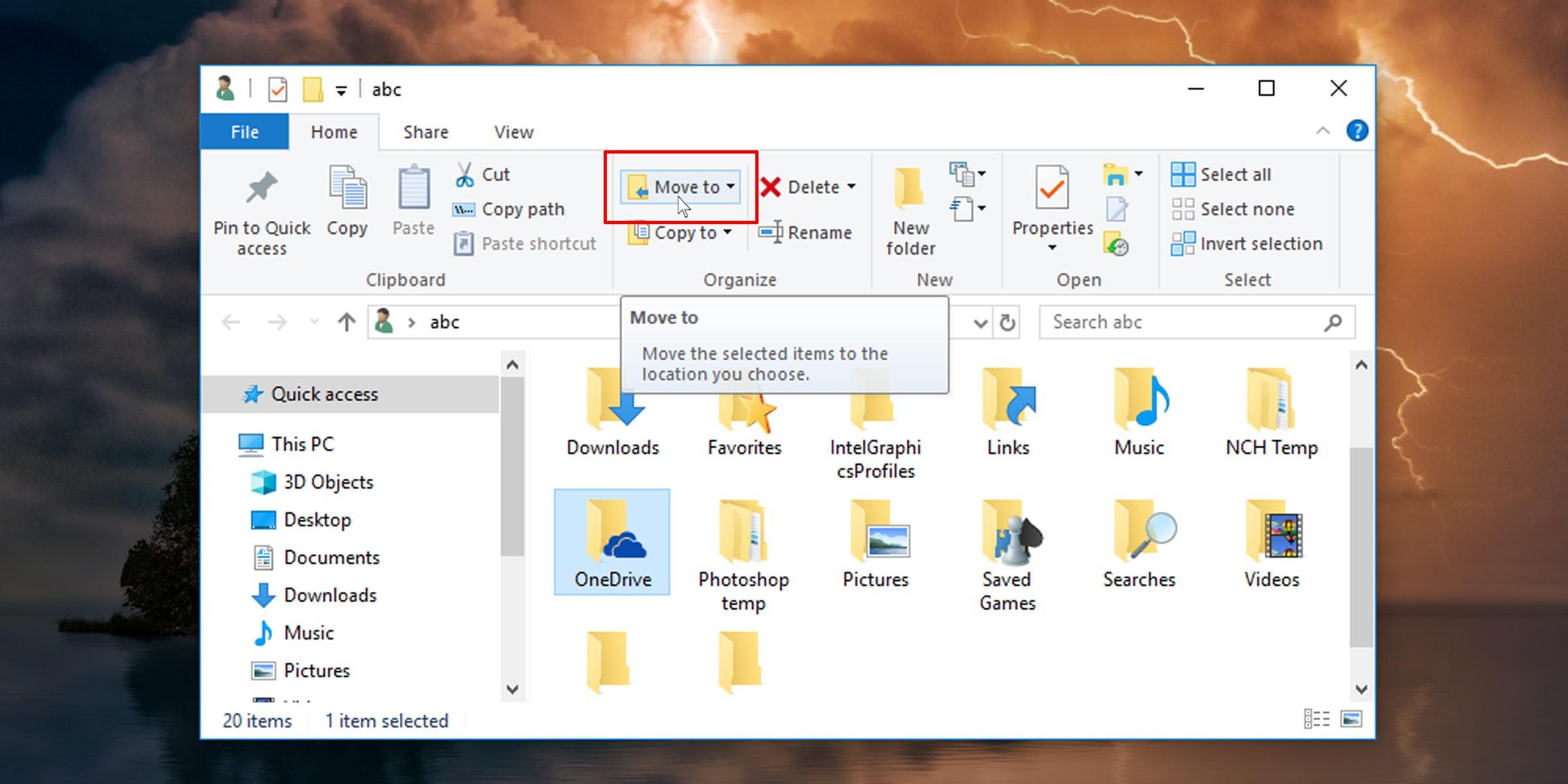 Moving Your OneDrive folder on your PC