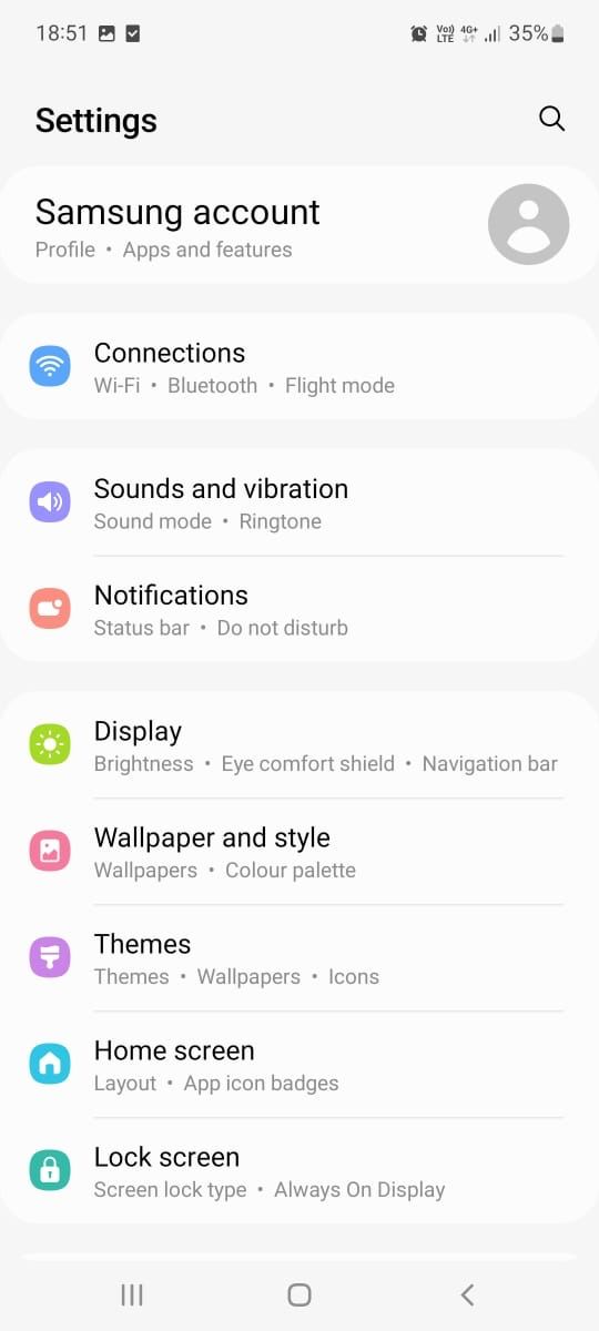 Samsung settings app 