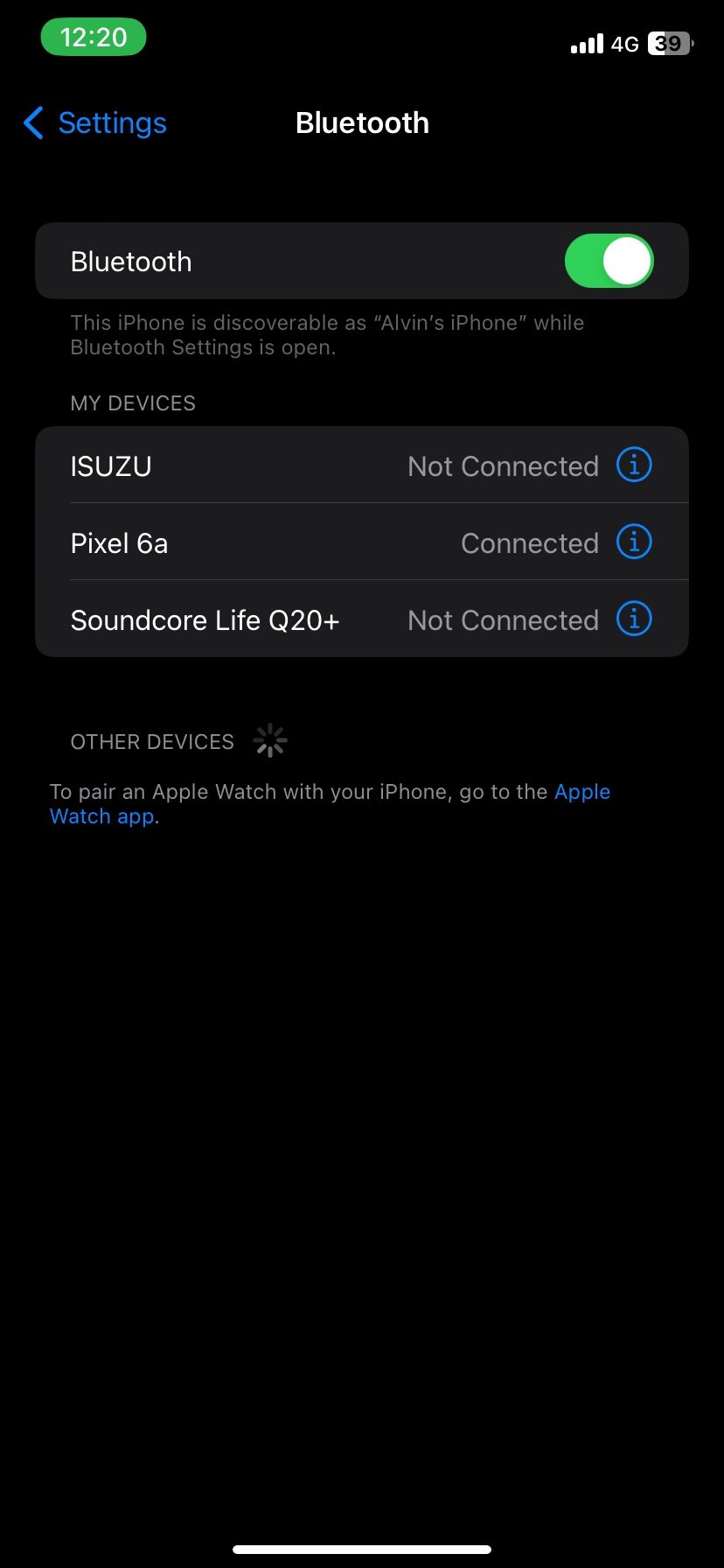 iPhone connected to another device via Bluetooth