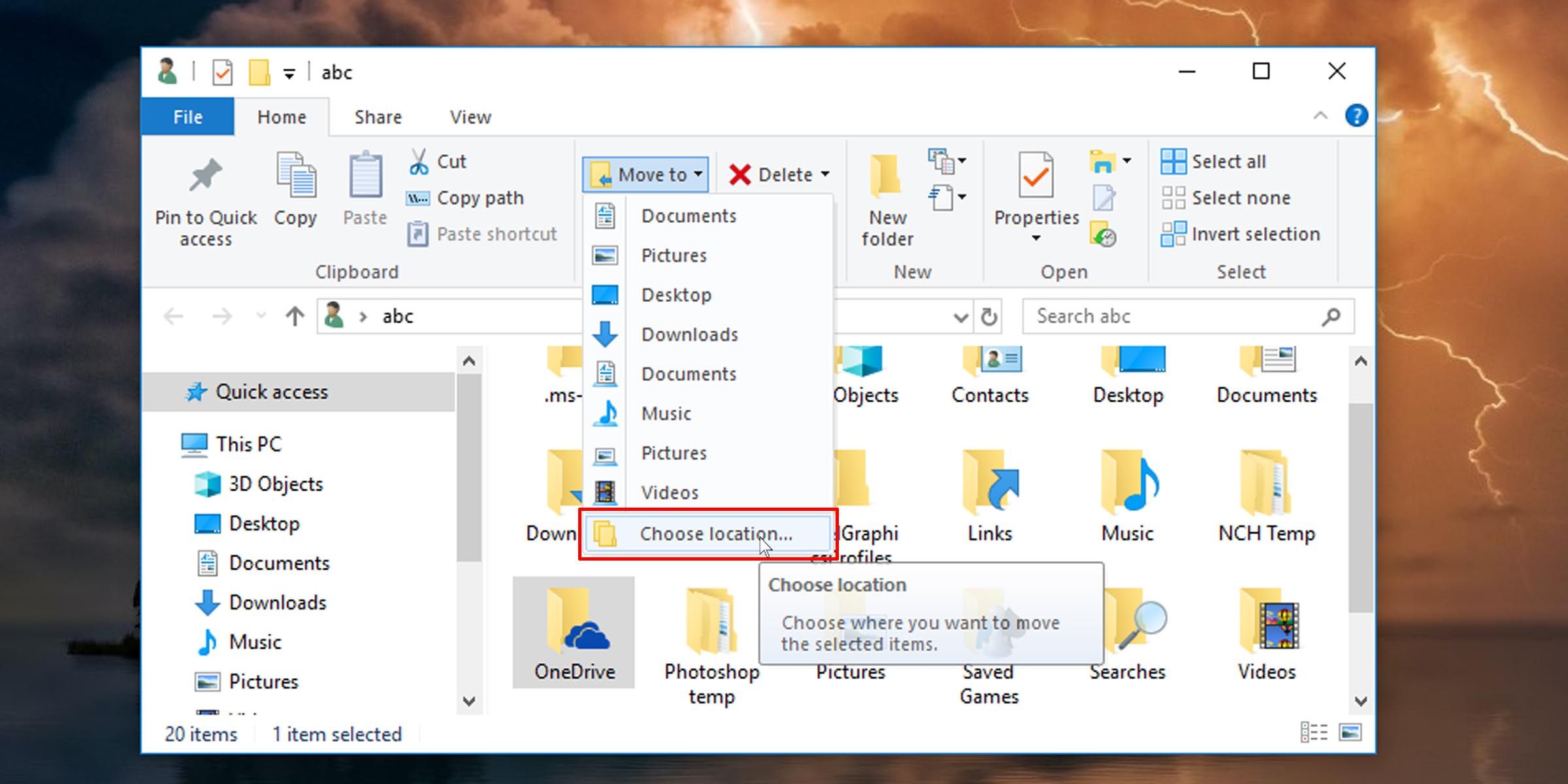 Move your OneDrive folder to new location
