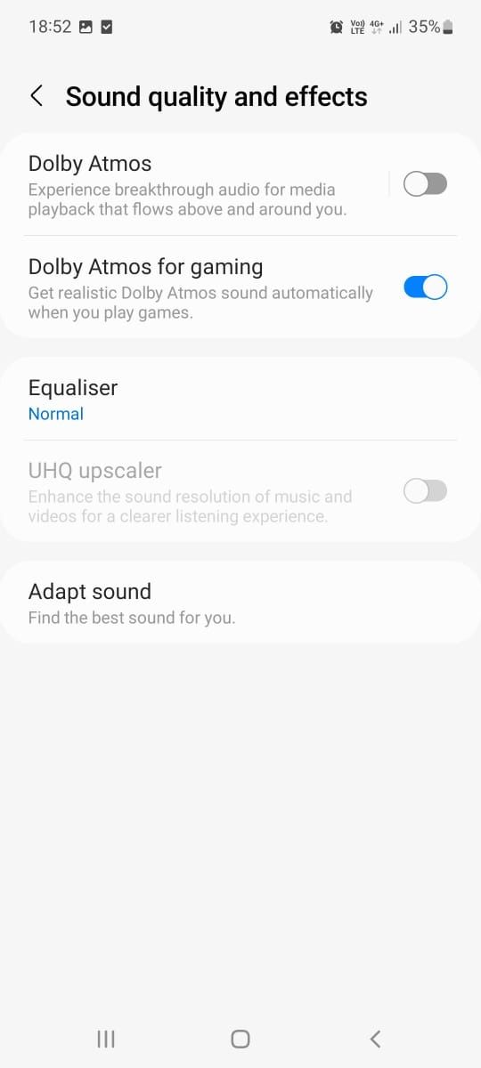 Dolby Atmos for gaming enabled on Samsung phone