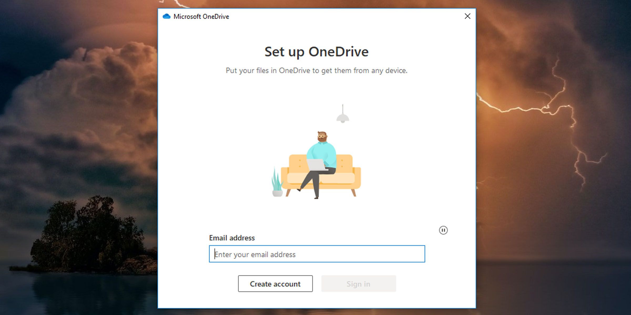 Gunakan email untuk masuk ke OneDrive