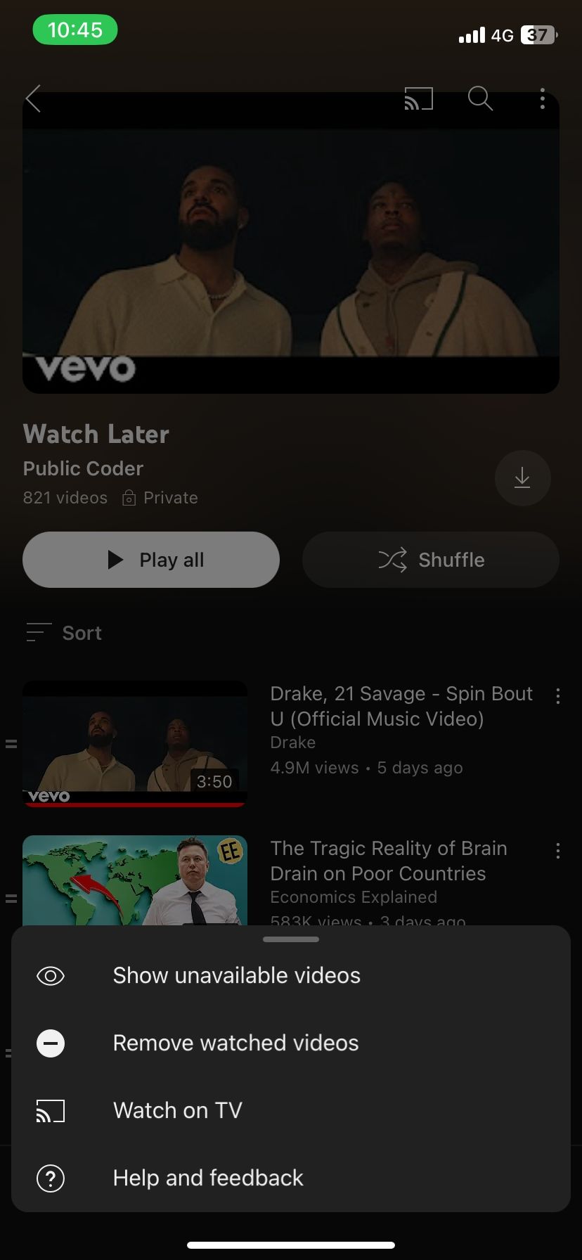 Removing watched videos from Watch Later on YouTube