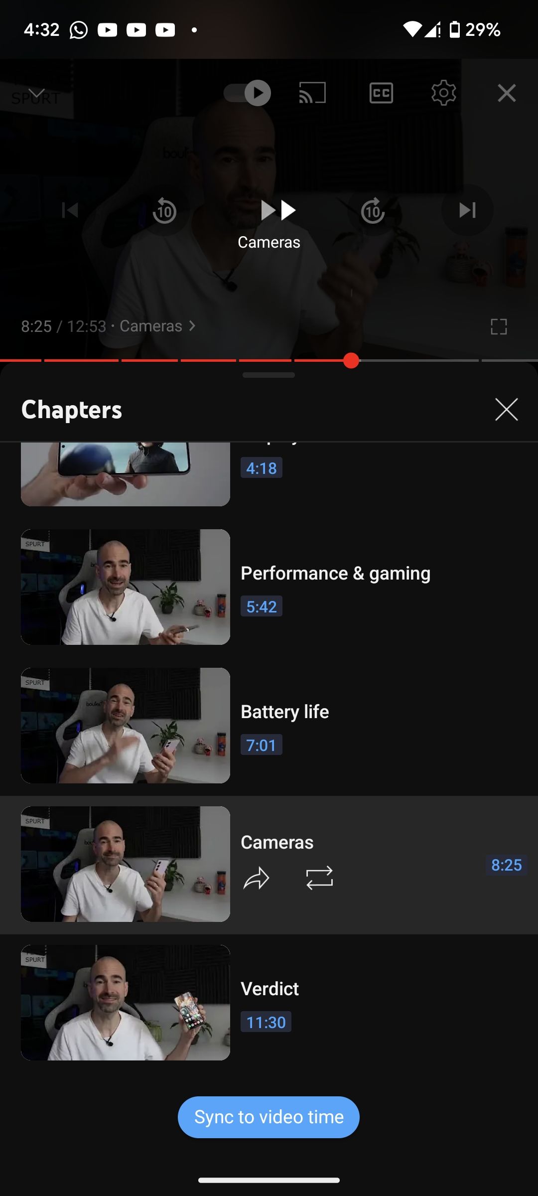 Navigating to video sections on YouTube using Chapters