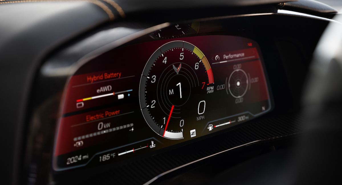 Digital instrument display on a 2024 Corvette E-Ray
