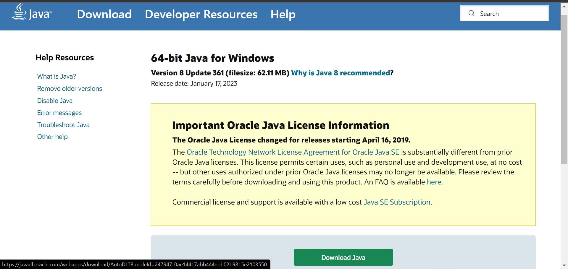 Download Java Runtime Environment From the Java Website