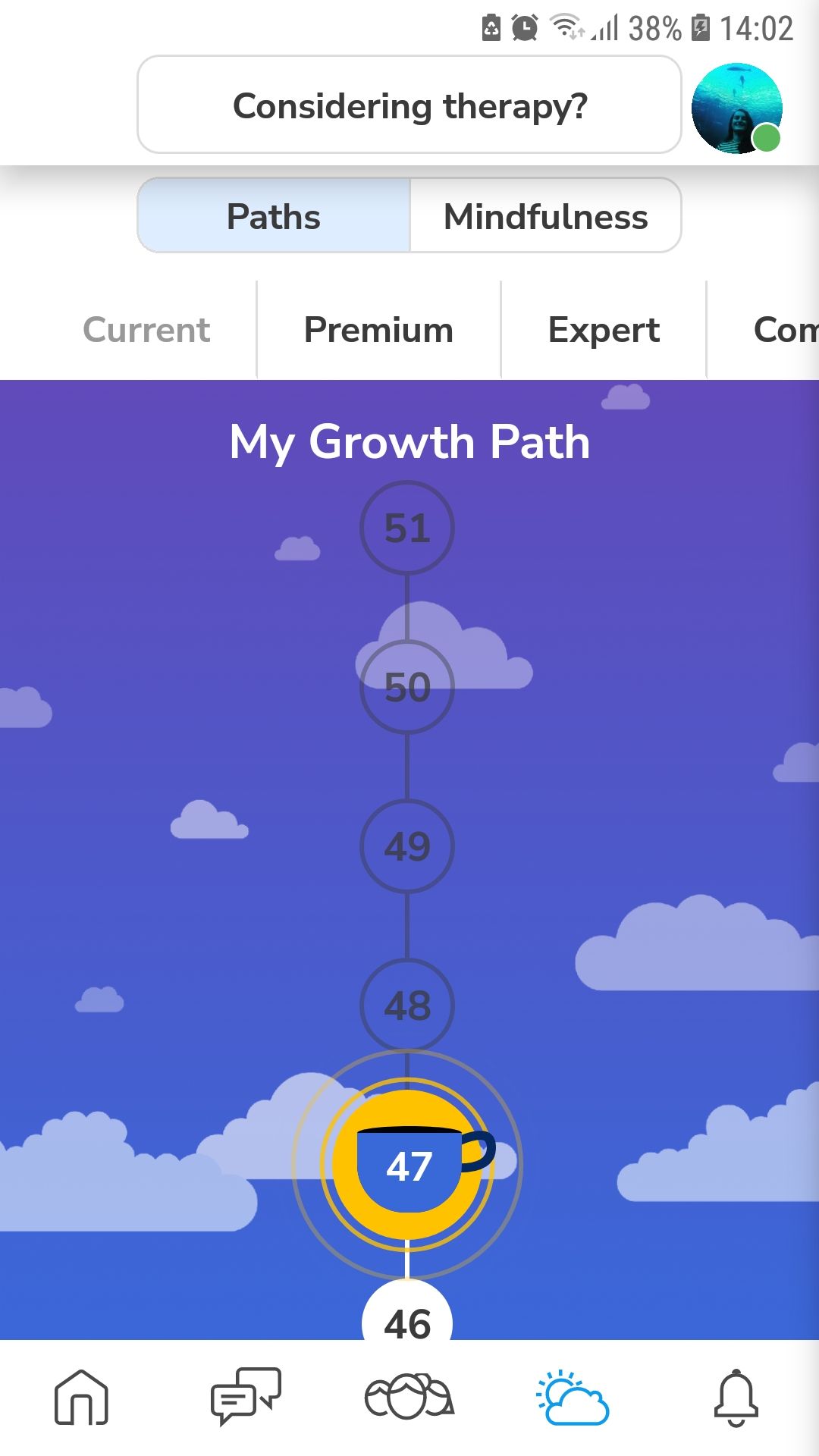 7 Cups growth path Free Online Therapist Counseling mobile app