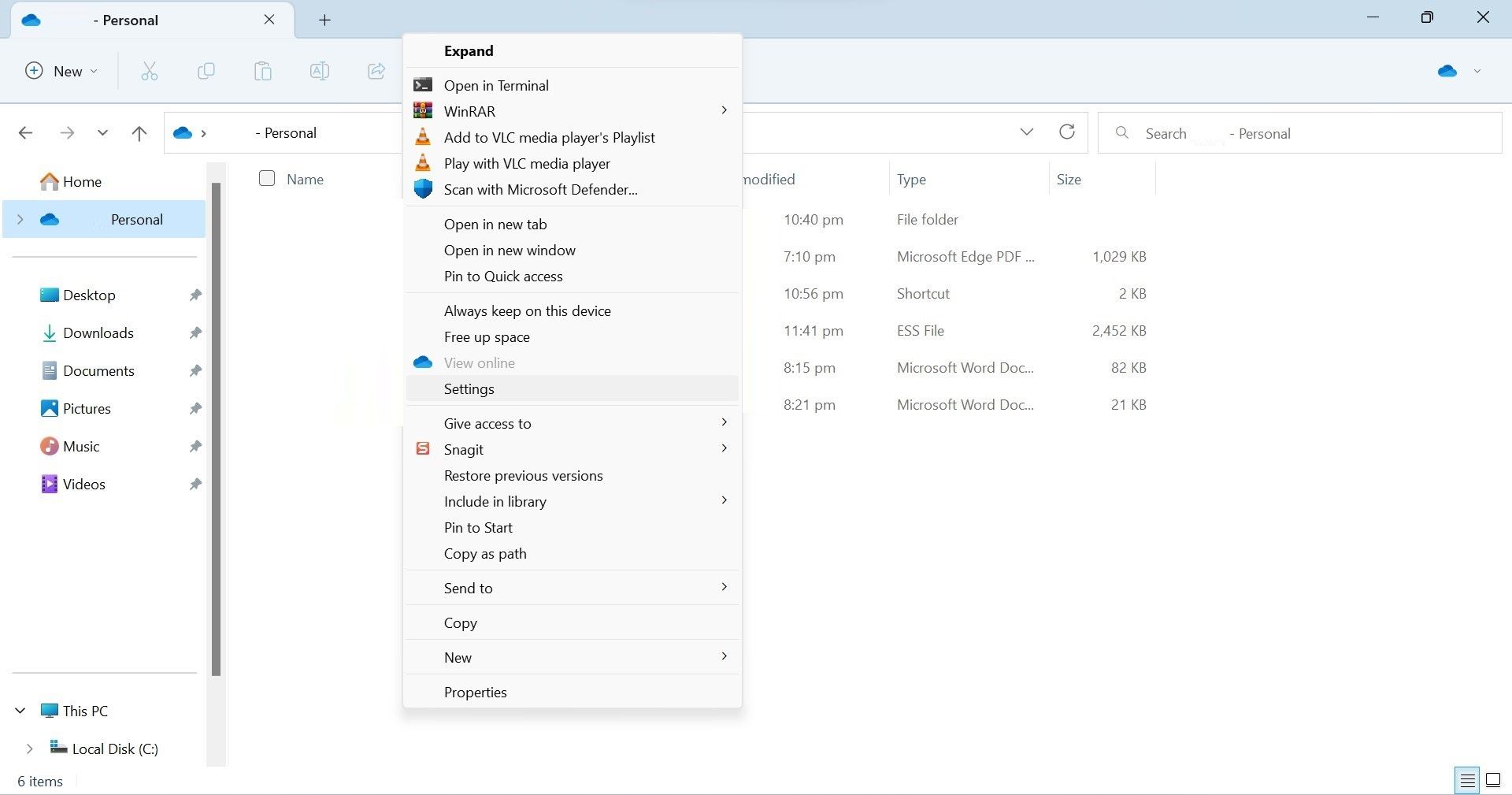Open OneDrive Settings From the Context Menu