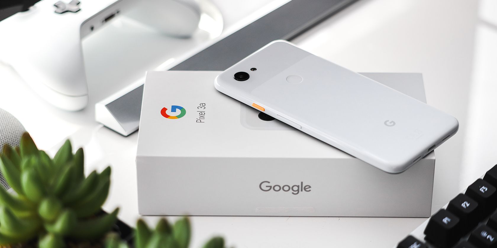 Google Pixel phone in white