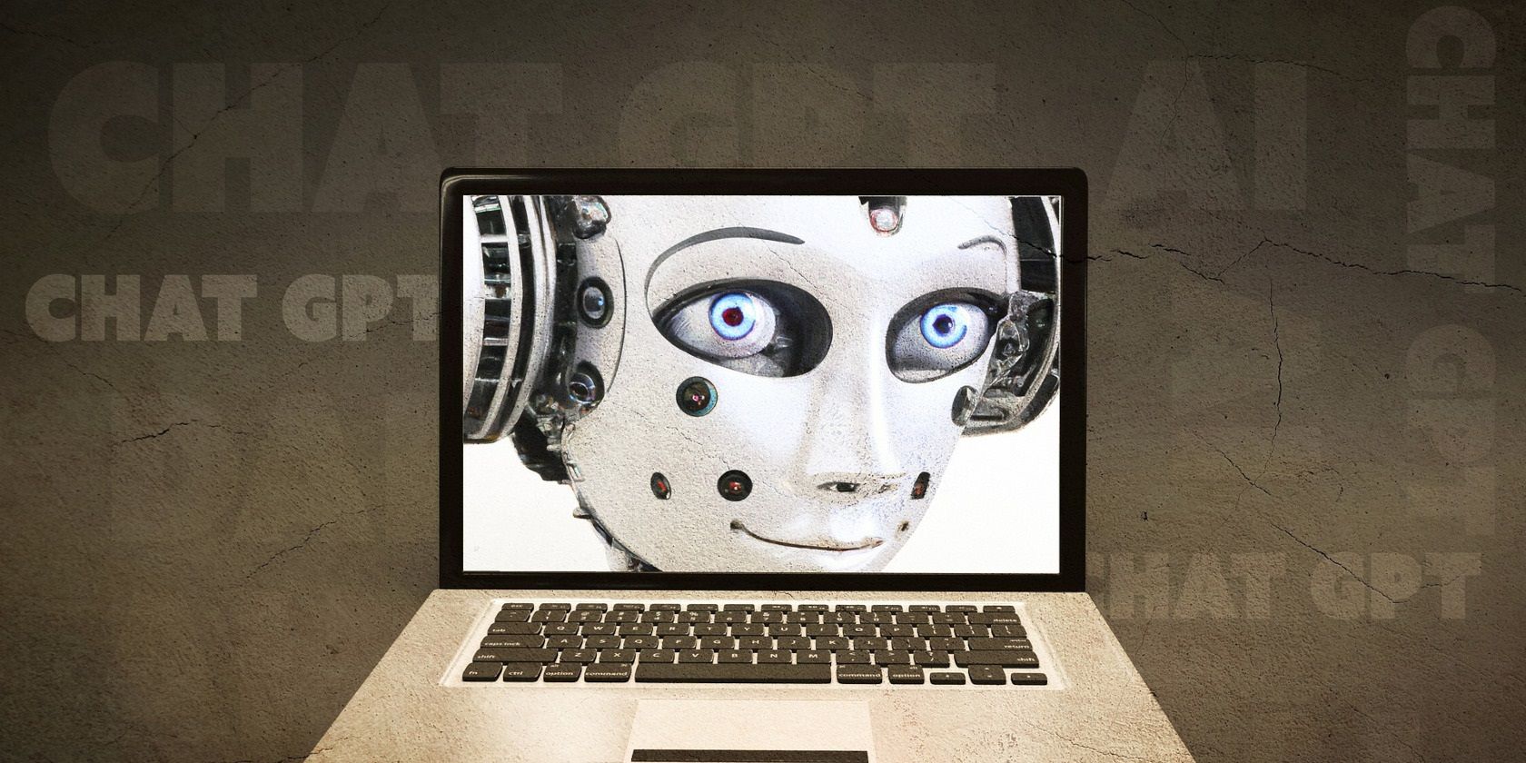 A robotic head on a computer screen