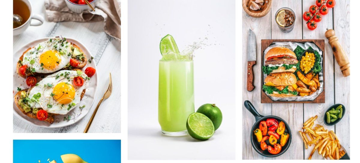 A screenshot of sample stock images on Foodiesfeed