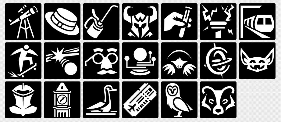 A screenshot of sample stock images on Game Icons