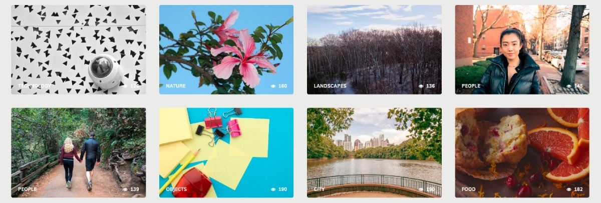 A screenshot of sample stock images on Negative Space