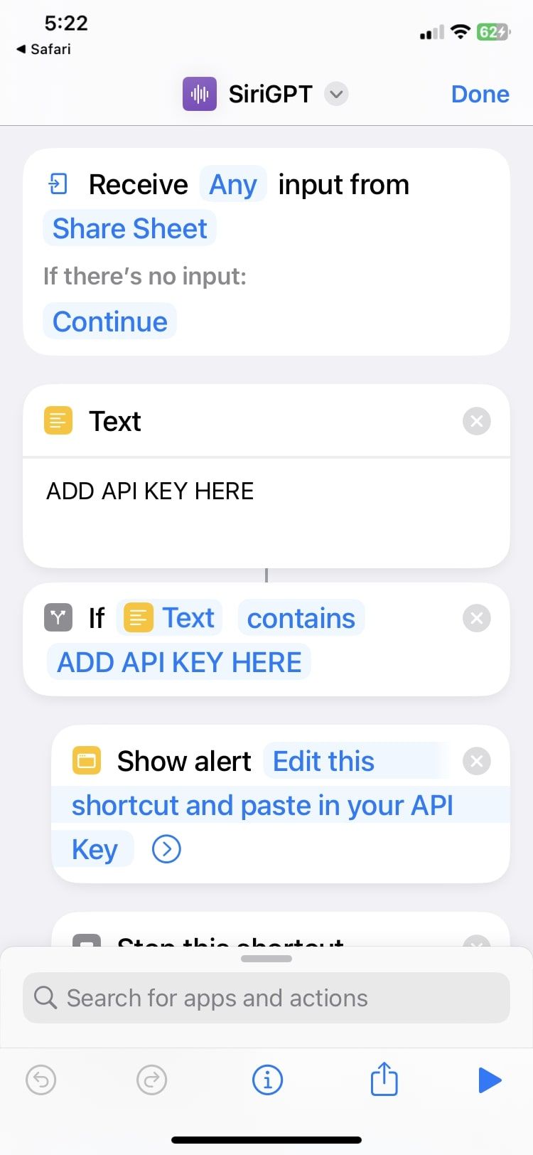 add API key here option