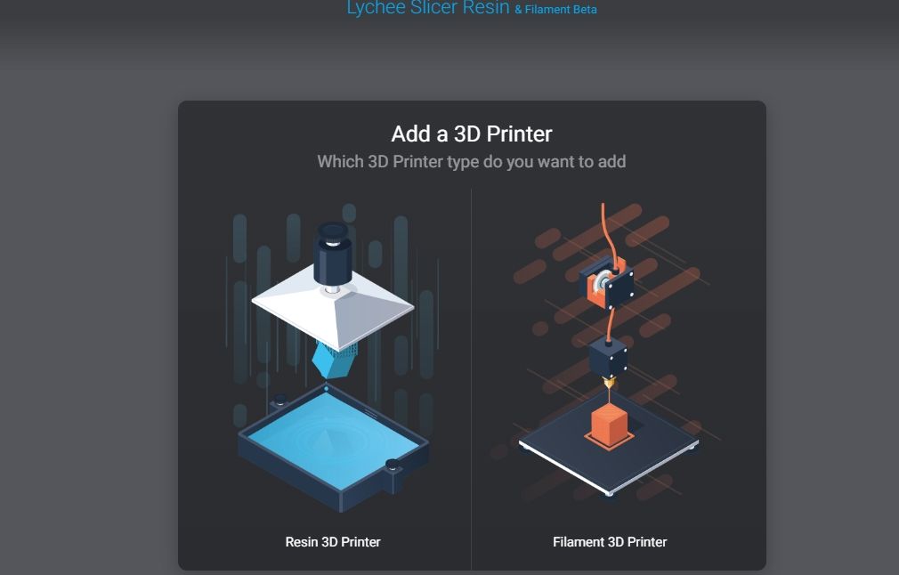 An option to choose 3D printers in lychee