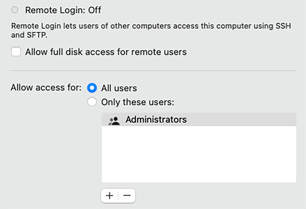 Разрешение всем пользователям удаленно подключаться к вашему MacBook