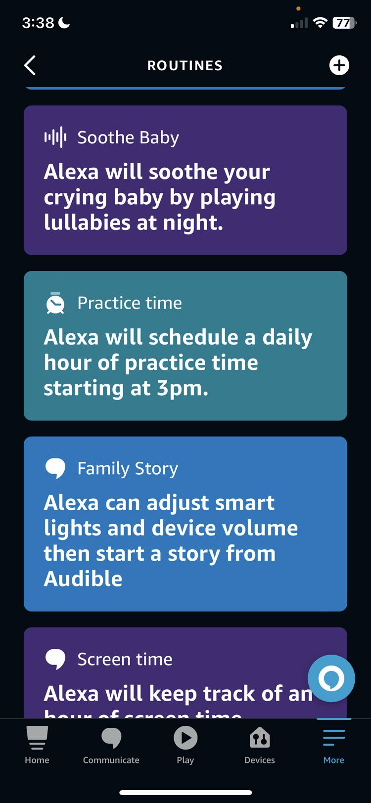 Amazon Alexa App Routines Family tab