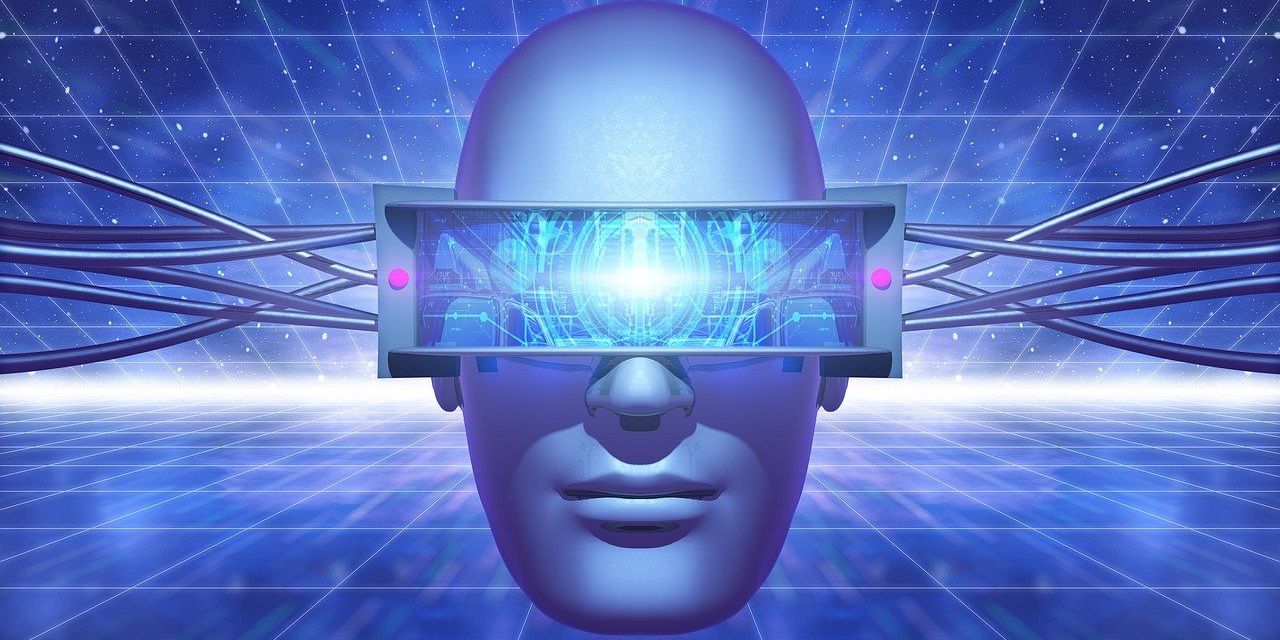 An AI head wearing an oculus headset