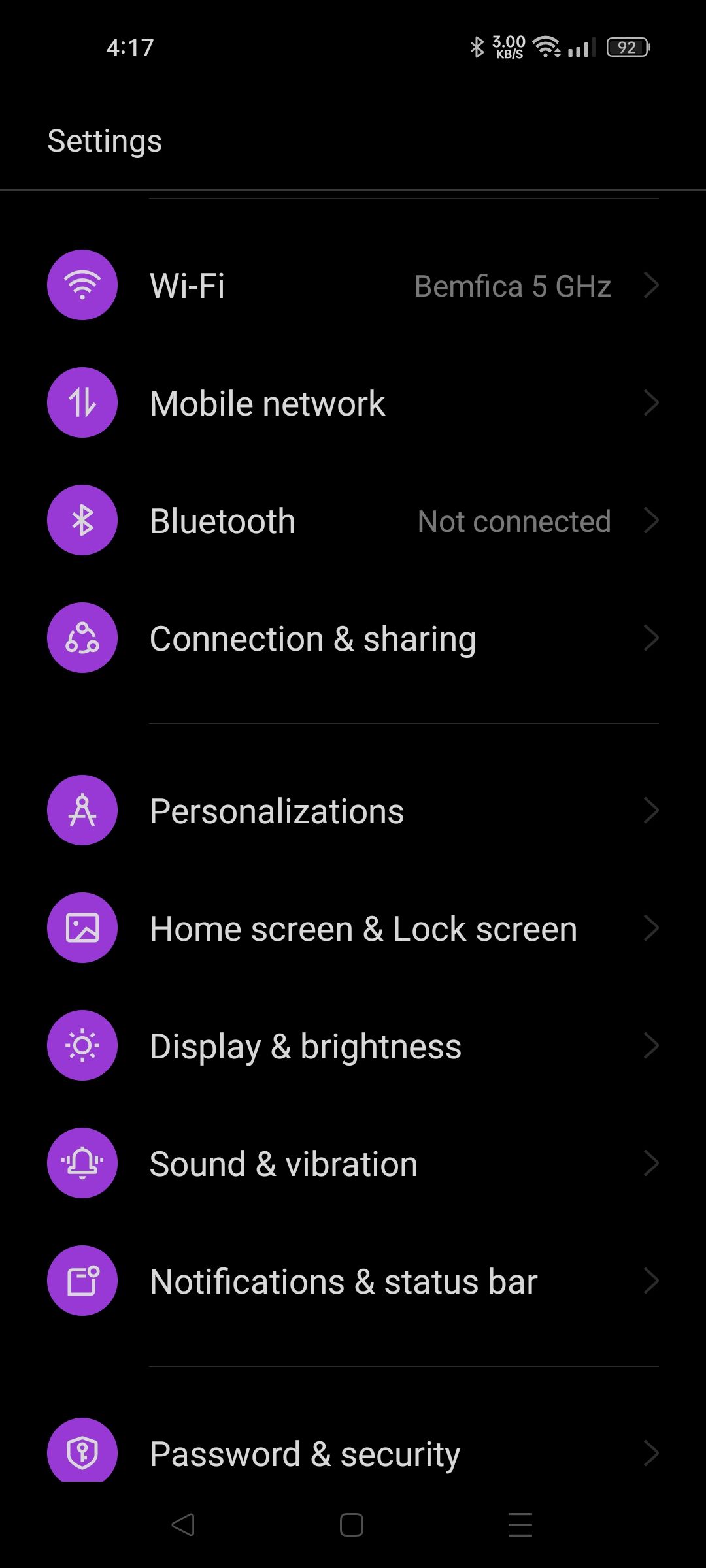 Android 12 Realme Settings Page
