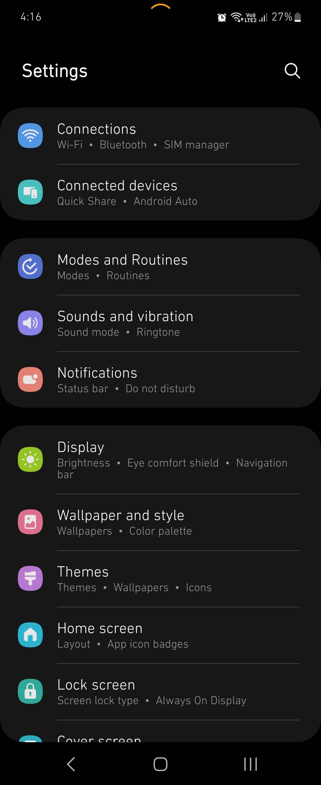 Android 13 Samsung Settings Page