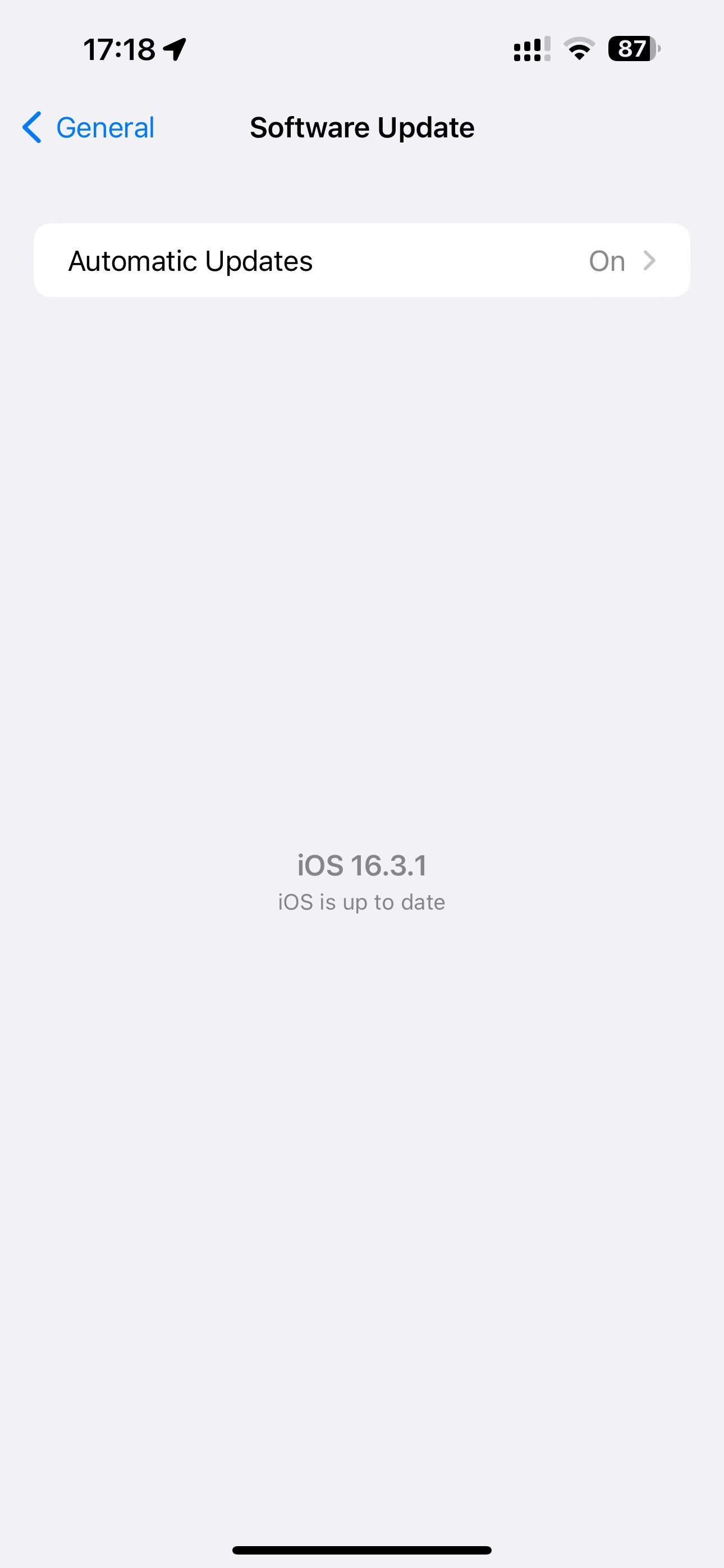 Apple iOS 16.3 iPhone Settings app Software Update no updates