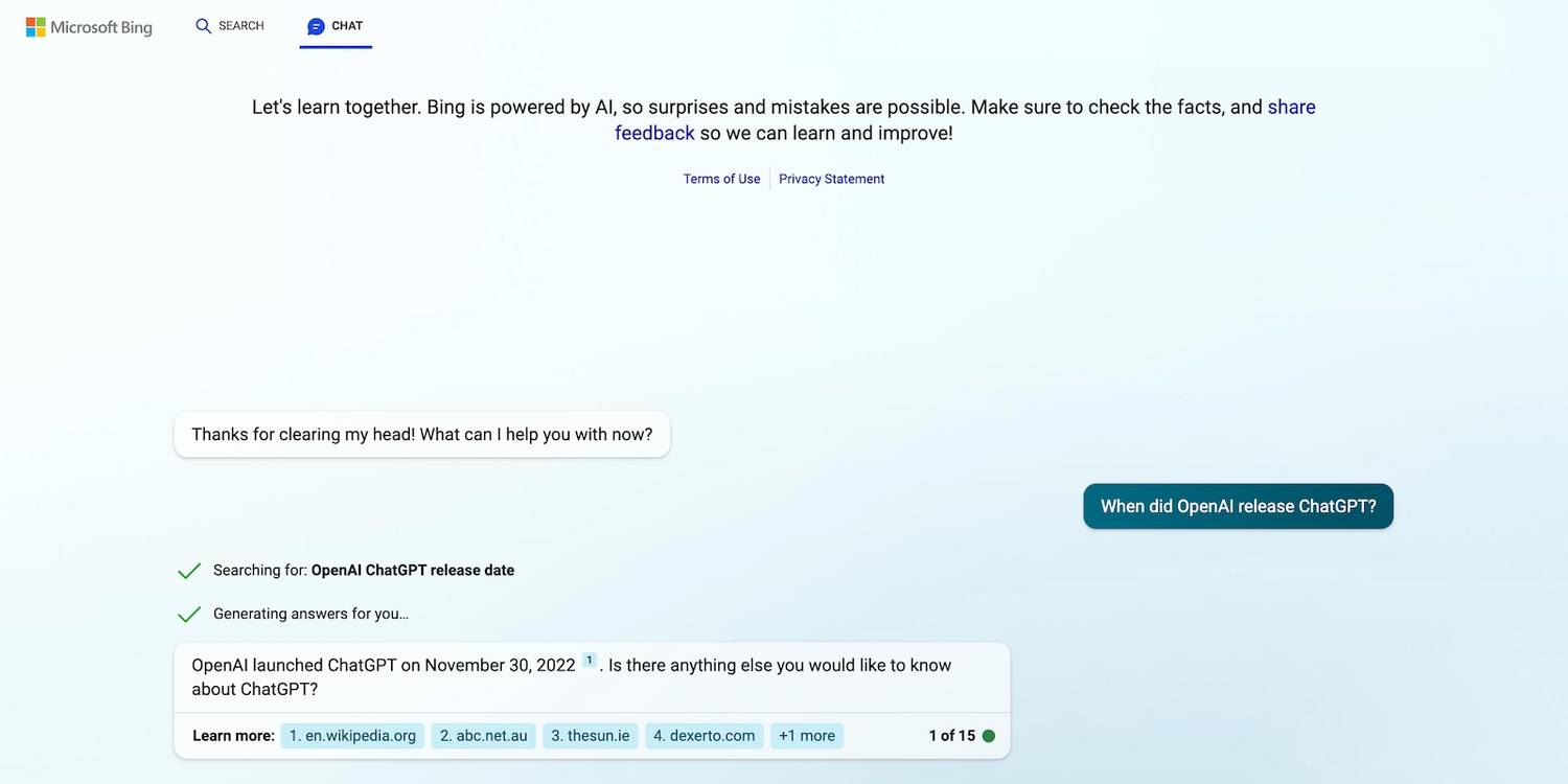9 perbedaan utama antara ChatGPT dan Bing AI 11 Menanyakan Bing AI Tentang Peluncuran ChatGPT