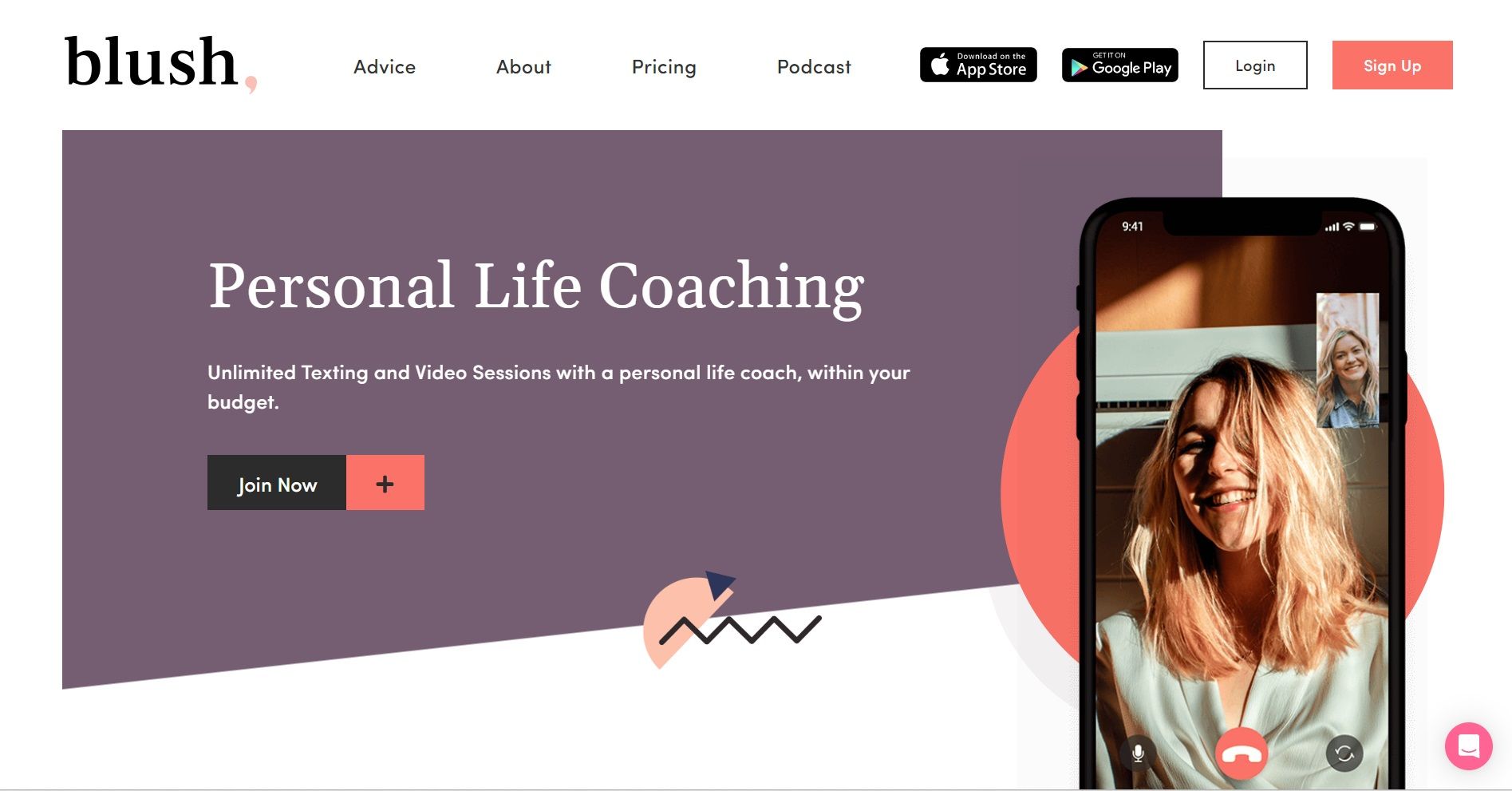 Blush coaching website page