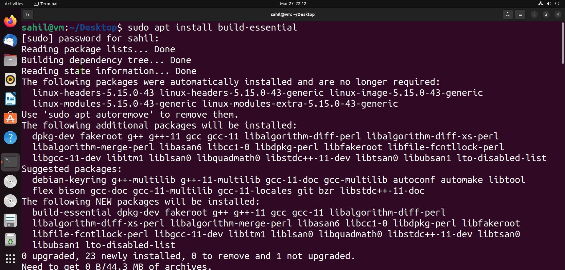 Linux Ubuntu terminal interface showing installation commands