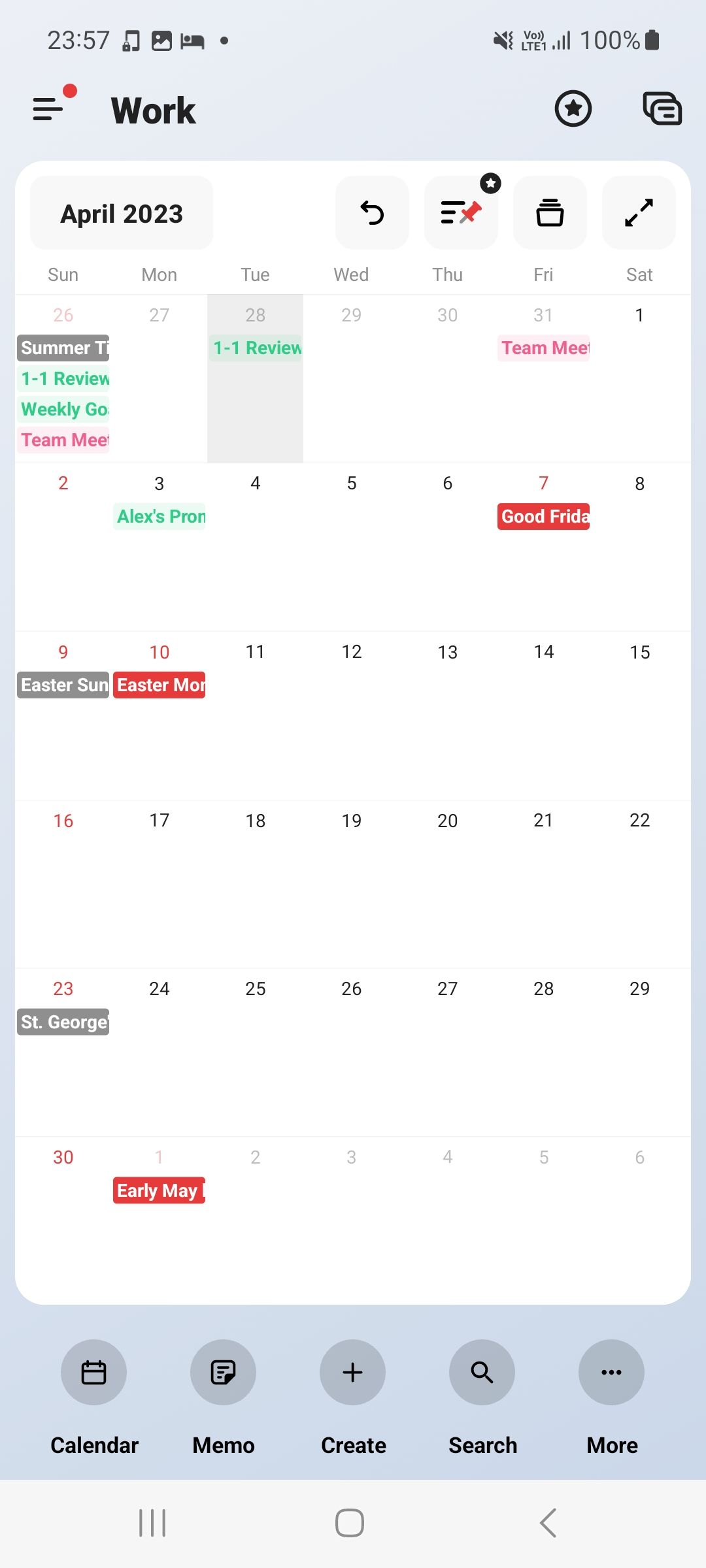 Calendar month view in TimeTree