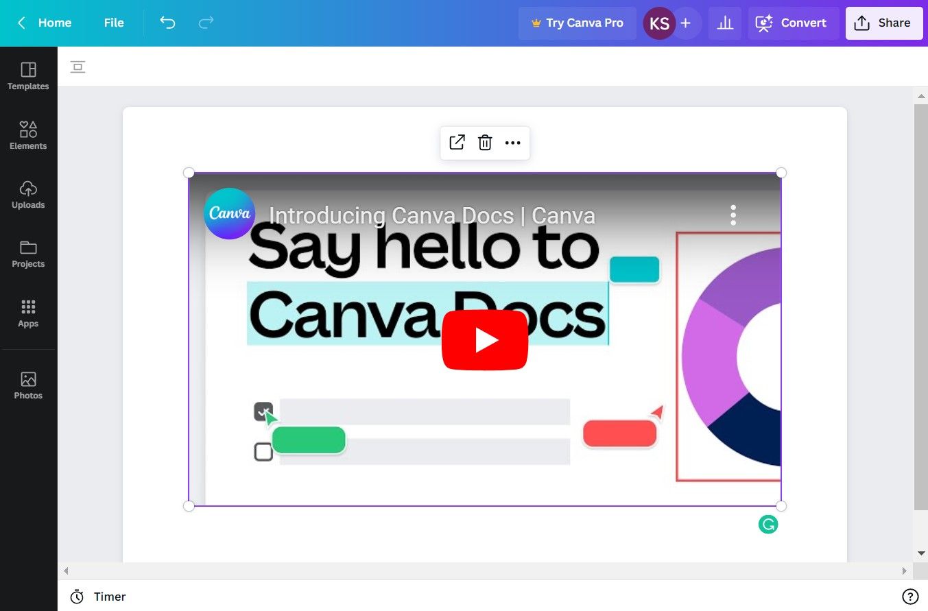 Embed YouTube video in Canva Docs