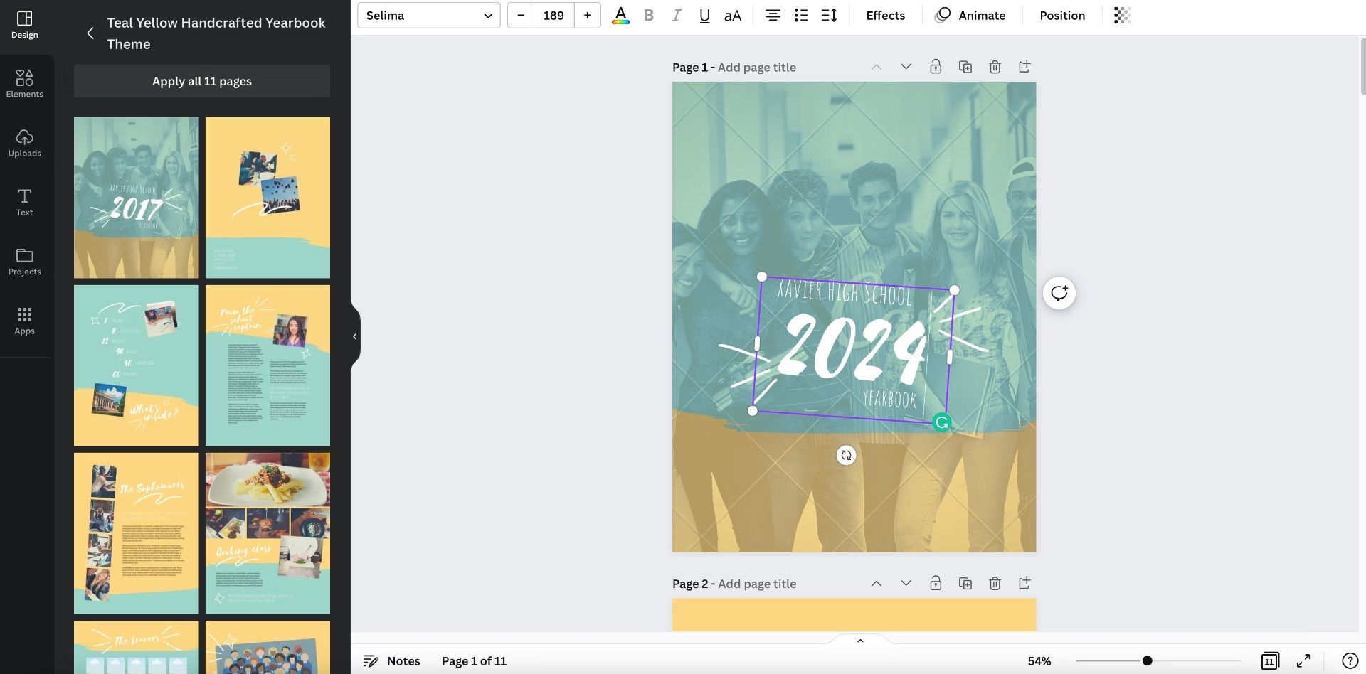 Canva yearbook cover template screenshot