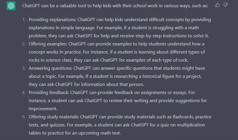 ChatGPT can help kids with schoolwork